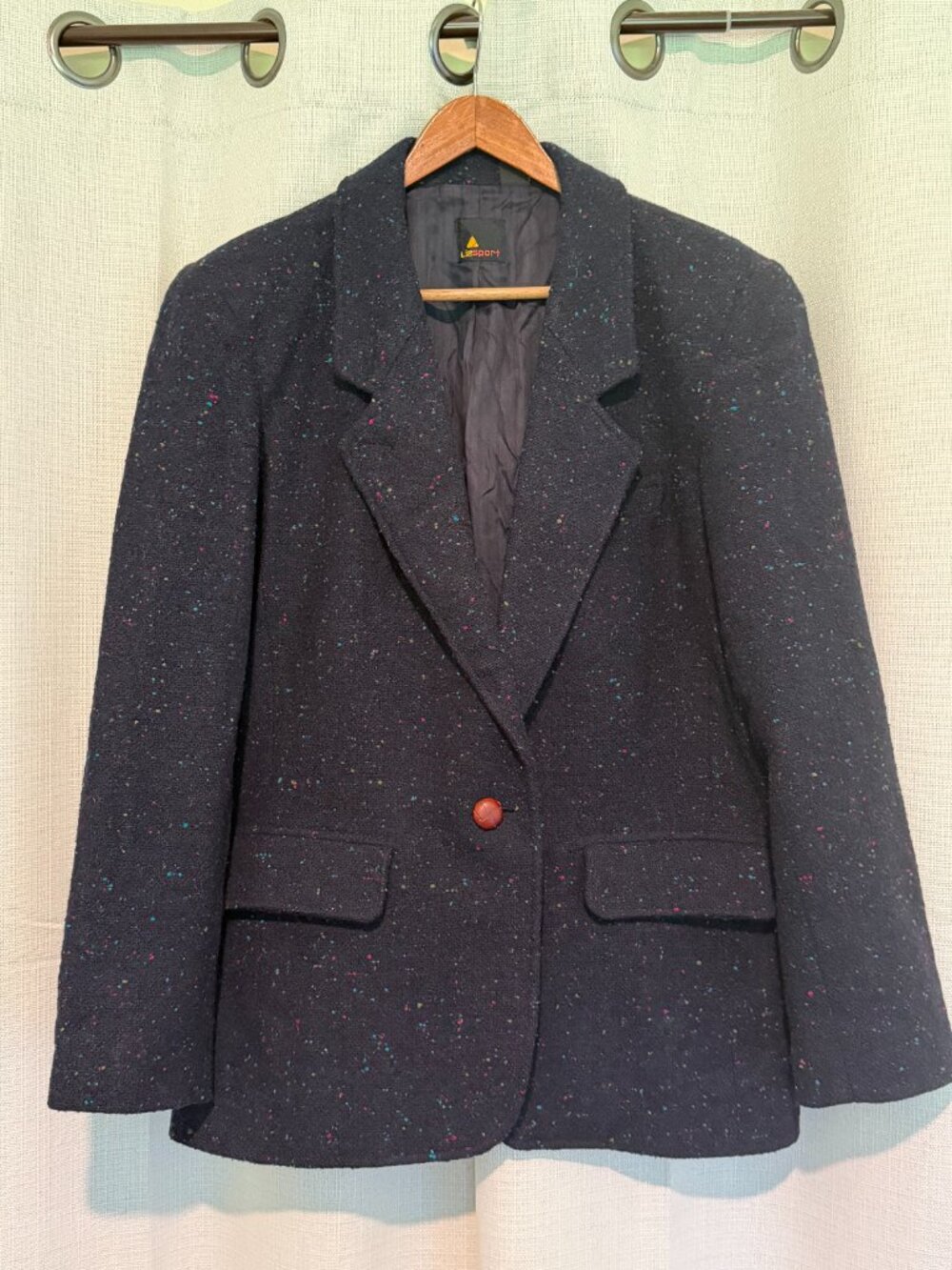 Liz Sport Vintage Wool Blend Tweed Blazer Jacket Blue Size 10 - Picture 2 of 12